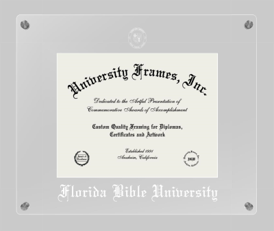 Florida Bible University Lucent Clear-over-Clear Frame in Lucent Clear Moulding with Lucent Clear Mat for document: 8 1/2"h x 11"w  
