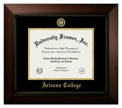 Arizona College Diploma Frame in Legacy Black Cherry with Black & Gold Mats for document: 8 1/2"h x 11"w  