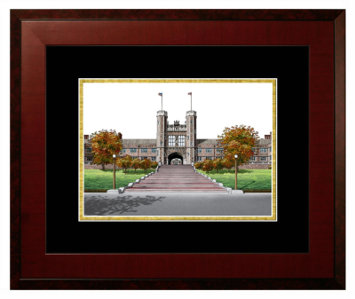 Washington University in St. Louis School of Medicine Lithograph Only Frame in Honors Mahogany with Black & Gold Mats