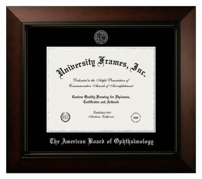 The American Board of Ophthalmology Diploma Frame in Legacy Black Cherry with Black & Silver Mats for document: 8 1/2"h x 11"w  