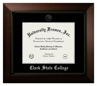 Clark State College Diploma Frame in Legacy Black Cherry with Black & Silver Mats for document: 8 1/2"h x 11"w  
