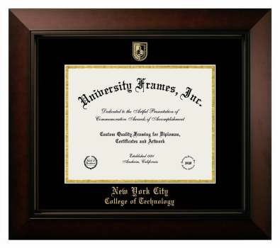 New York City College of Technology (CUNY) Diploma Frame in Legacy Black Cherry with Black & Gold Mats for document: 8 1/2"h x 11"w  