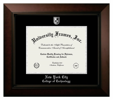 New York City College of Technology (CUNY) Diploma Frame in Legacy Black Cherry with Black & Silver Mats for document: 8 1/2"h x 11"w  