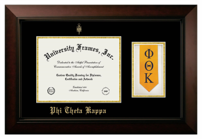 Phi Theta Kappa Diploma with Stole Frame in Legacy Black Cherry with Black & Gold Mats for document: 8 1/2"h x 11"w  