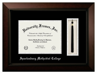 Spartanburg Methodist College Diploma with Tassel Box Frame in Legacy Black Cherry with Black & Silver Mats for document: 8 1/2"h x 11"w  