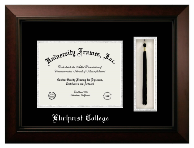 Elmhurst College Diploma with Tassel Box Frame in Legacy Black Cherry with Black & Silver Mats for document: 8 1/2"h x 11"w  