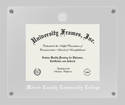 Mercer County Community College Lucent Clear-over-Clear Frame in Lucent Clear Moulding with Lucent Clear Mat for document: 8 1/2"h x 11"w  