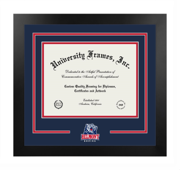 Belmont University Gordon E. Inman College of Health Sciences & Nursing Logo Mat Frame in Manhattan Black with Navy Blue & Red Mats for document: 8 1/2"h x 11"w  