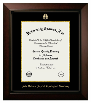 New Orleans Baptist Theological Seminary Diploma Frame in Legacy Black Cherry with Black & Gold Mats for document: 14"h x 11"w  