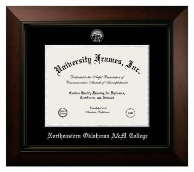 Northeastern Oklahoma A&M College Diploma Frame in Legacy Black Cherry with Black & Silver Mats for document: 8 1/2"h x 11"w  
