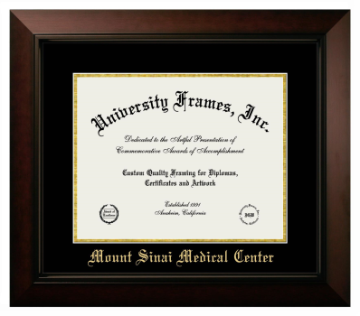 Mount Sinai Medical Center Diploma Frame in Legacy Black Cherry with Black & Gold Mats for document: 11"h x 14"w  