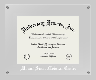 Mount Sinai Medical Center Lucent Clear-over-Clear Frame in Lucent Clear Moulding with Lucent Clear Mat for document: 11"h x 14"w  