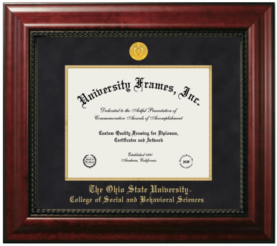 Ohio State University College of Social and Behavioral Sciences Diploma Frame in Executive with Gold Fillet with Black Suede Mat for document: 8 1/2"h x 11"w  