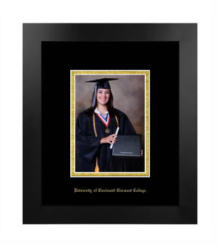 University of Cincinnati Clermont College 5 x 7 Portrait Frame in Manhattan Black with Black & Gold Mats
