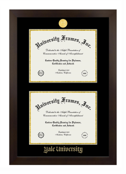 Yale University Double Diploma Frame in Manhattan Espresso with Black & Gold Mats for document: 8 1/2"h x 11"w  , document: 8 1/2"h x 11"w  