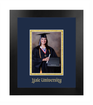 Yale University 5 x 7 Portrait Frame in Manhattan Black with Navy Blue & Gold Mats
