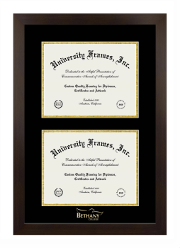 Bethany College-Lindsborg Double Diploma Frame in Manhattan Espresso with Black & Gold Mats for document: 8 1/2"h x 11"w  , document: 8 1/2"h x 11"w  