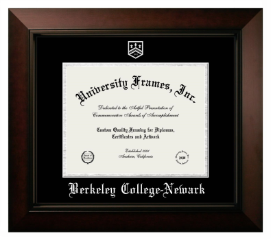 Berkeley College-Newark Diploma Frame in Legacy Black Cherry with Black & Silver Mats for document: 8 1/2"h x 11"w  