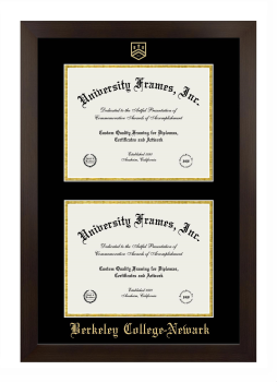 Berkeley College-Newark Double Diploma Frame in Manhattan Espresso with Black & Gold Mats for document: 8 1/2"h x 11"w  , document: 8 1/2"h x 11"w  