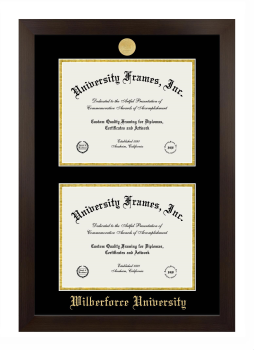 Wilberforce University Double Diploma Frame in Manhattan Espresso with Black & Gold Mats for document: 8 1/2"h x 11"w  , document: 8 1/2"h x 11"w  