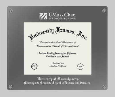 University of Massachusetts Morningside Graduate School of Biomedical Sciences Lucent Clear-over-Smoke Frame in Lucent Smoke Moulding with Lucent Smoke Mat for document: 8 1/2"h x 11"w  