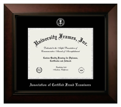 Association of Certified Fraud Examiners Diploma Frame in Legacy Black Cherry with Black & Silver Mats for document: 8 1/2"h x 11"w  