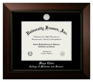 Mayo Clinic College of Medicine and Science Diploma Frame in Legacy Black Cherry with Black & Silver Mats for document: 8 1/2"h x 11"w  