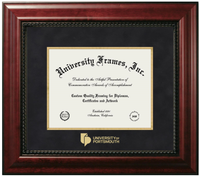University of Portsmouth Diploma Frame in Executive with Gold Fillet with Black Suede Mat for document: 8 1/2"h x 11"w  
