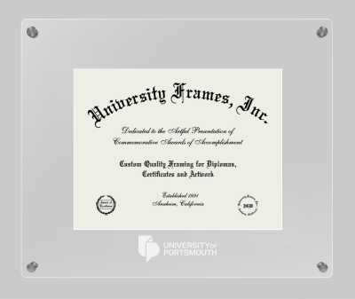 University of Portsmouth Lucent Clear-over-Clear Frame in Lucent Clear Moulding with Lucent Clear Mat for document: 8 1/2"h x 11"w  