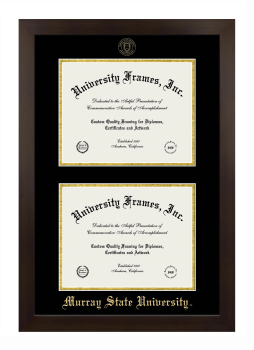 Murray State University Double Diploma Frame in Manhattan Espresso with Black & Gold Mats for document: 8 1/2"h x 11"w  , document: 8 1/2"h x 11"w  