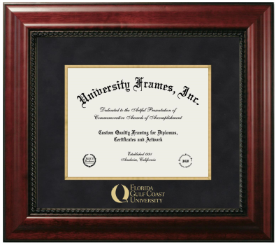 Florida Gulf Coast University Diploma Frame in Executive with Gold Fillet with Black Suede Mat for document: 8 1/2"h x 11"w  