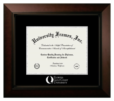 Florida Gulf Coast University Diploma Frame in Legacy Black Cherry with Black & Silver Mats for document: 8 1/2"h x 11"w  