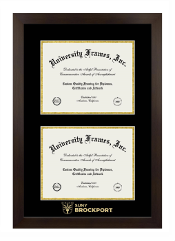 SUNY Brockport Wordmark Double Diploma Frame in Manhattan Espresso with Black & Gold Mats for document: 8 1/2"h x 11"w  , document: 8 1/2"h x 11"w  