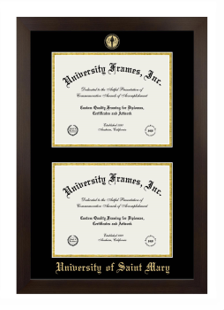 University of Saint Mary Double Diploma Frame in Manhattan Espresso with Black & Gold Mats for document: 8 1/2"h x 11"w  , document: 8 1/2"h x 11"w  