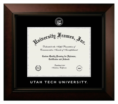 Utah Tech University Diploma Frame in Legacy Black Cherry with Black & Silver Mats for document: 8 1/2"h x 11"w  