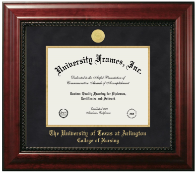 University of Texas at Arlington College of Nursing Diploma Frame in Executive with Gold Fillet with Black Suede Mat for document: 8 1/2"h x 11"w  