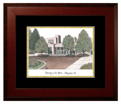 University of New Mexico Sports Medicine Fellowship Lithograph Only Frame in Honors Mahogany with Black & Gold Mats