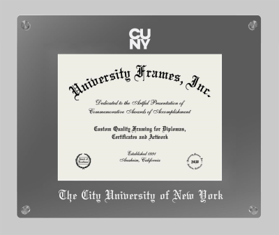 The City University of New York Lucent Clear-over-Smoke Frame in Lucent Smoke Moulding with Lucent Smoke Mat for document: 8 1/2"h x 11"w  