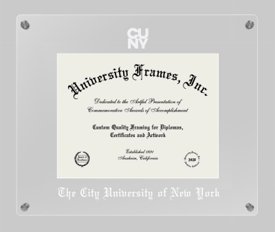 The City University of New York Lucent Clear-over-Clear Frame in Lucent Clear Moulding with Lucent Clear Mat for document: 8 1/2"h x 11"w  