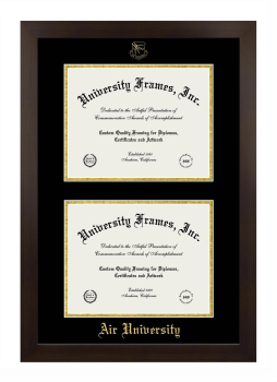Air University Double Diploma Frame in Manhattan Espresso with Black & Gold Mats for document: 8 1/2"h x 11"w  , document: 8 1/2"h x 11"w  