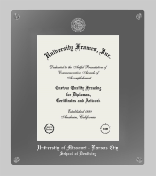 University of Missouri - Kansas City School of Dentistry Lucent Clear-over-Smoke Frame in Lucent Smoke Moulding with Lucent Smoke Mat for  11"h x 8 1/2"w  