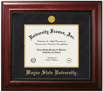 Wayne State University Diploma Frame in Executive with Gold Fillet with Black Suede Mat for document: 8 1/2"h x 11"w  