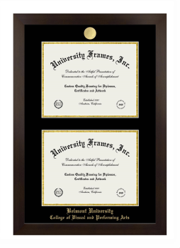 Belmont University College of Visual and Performing Arts Double Diploma Frame in Manhattan Espresso with Black & Gold Mats for document: 8 1/2"h x 11"w  , document: 8 1/2"h x 11"w  