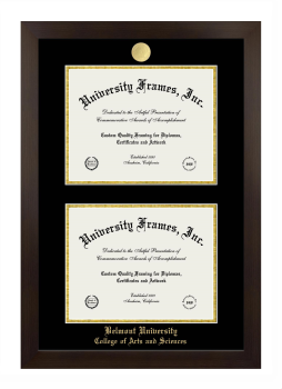 Belmont University College of Arts and Sciences Double Diploma Frame in Manhattan Espresso with Black & Gold Mats for document: 8 1/2"h x 11"w  , document: 8 1/2"h x 11"w  