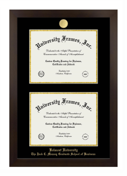 Belmont University The Jack C. Massey Graduate School of Business Double Diploma Frame in Manhattan Espresso with Black & Gold Mats for document: 8 1/2"h x 11"w  , document: 8 1/2"h x 11"w  