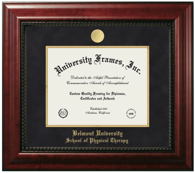 Belmont University School of Physical Therapy Diploma Frame in Executive with Gold Fillet with Black Suede Mat for document: 8 1/2"h x 11"w  