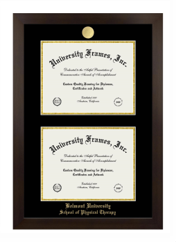 Belmont University School of Physical Therapy Double Diploma Frame in Manhattan Espresso with Black & Gold Mats for document: 8 1/2"h x 11"w  , document: 8 1/2"h x 11"w  