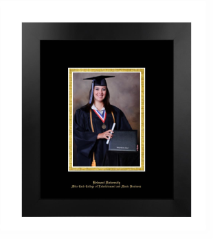 Belmont University Mike Curb College of Entertainment and Music Business 5 x 7 Portrait Frame in Manhattan Black with Black & Gold Mats