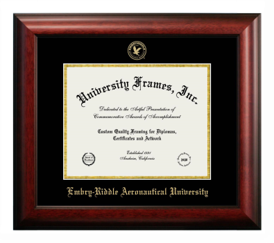 Embry-Riddle Aeronautical University (Prescott Campus) Diploma Frame in Satin Mahogany with Black & Gold Mats for document: 8 1/2"h x 11"w  