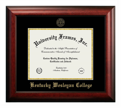 Kentucky Wesleyan College Diploma Frame in Satin Mahogany with Black & Gold Mats for document: 8 1/2"h x 11"w  